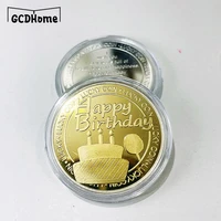 happy birthday badge plated coins commemorative medal embossed metal badge lucky coins fathers day mothers day medallion