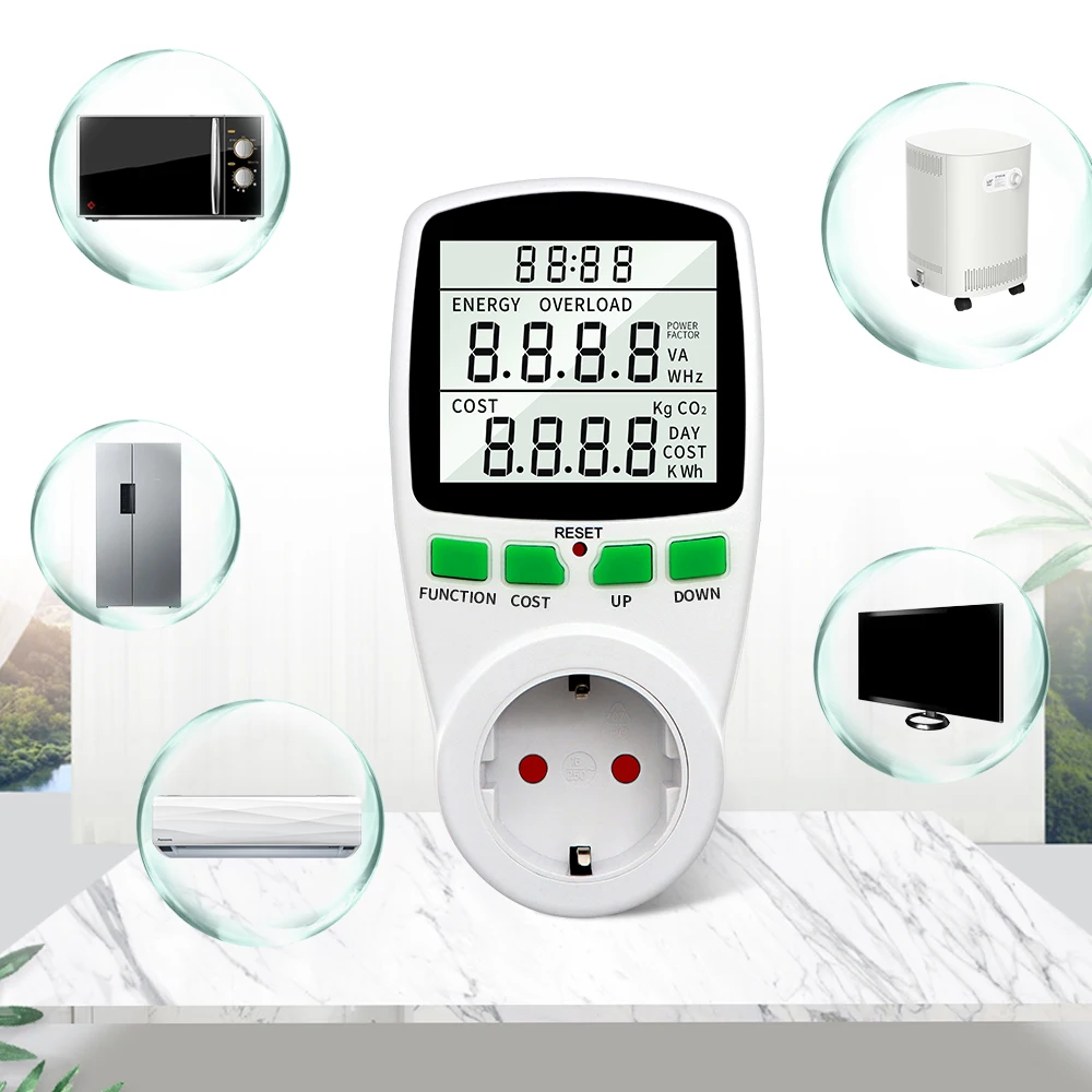 

Digital Lcd Energy Power Meter Watt Uv Tester Kwh Electricity Measuring Outlet Consumption Analysis Monitor Electrician Tools