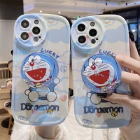 anime doraemon with stand phone cases for iphone 13 12 11 pro max xr xs max x back cover