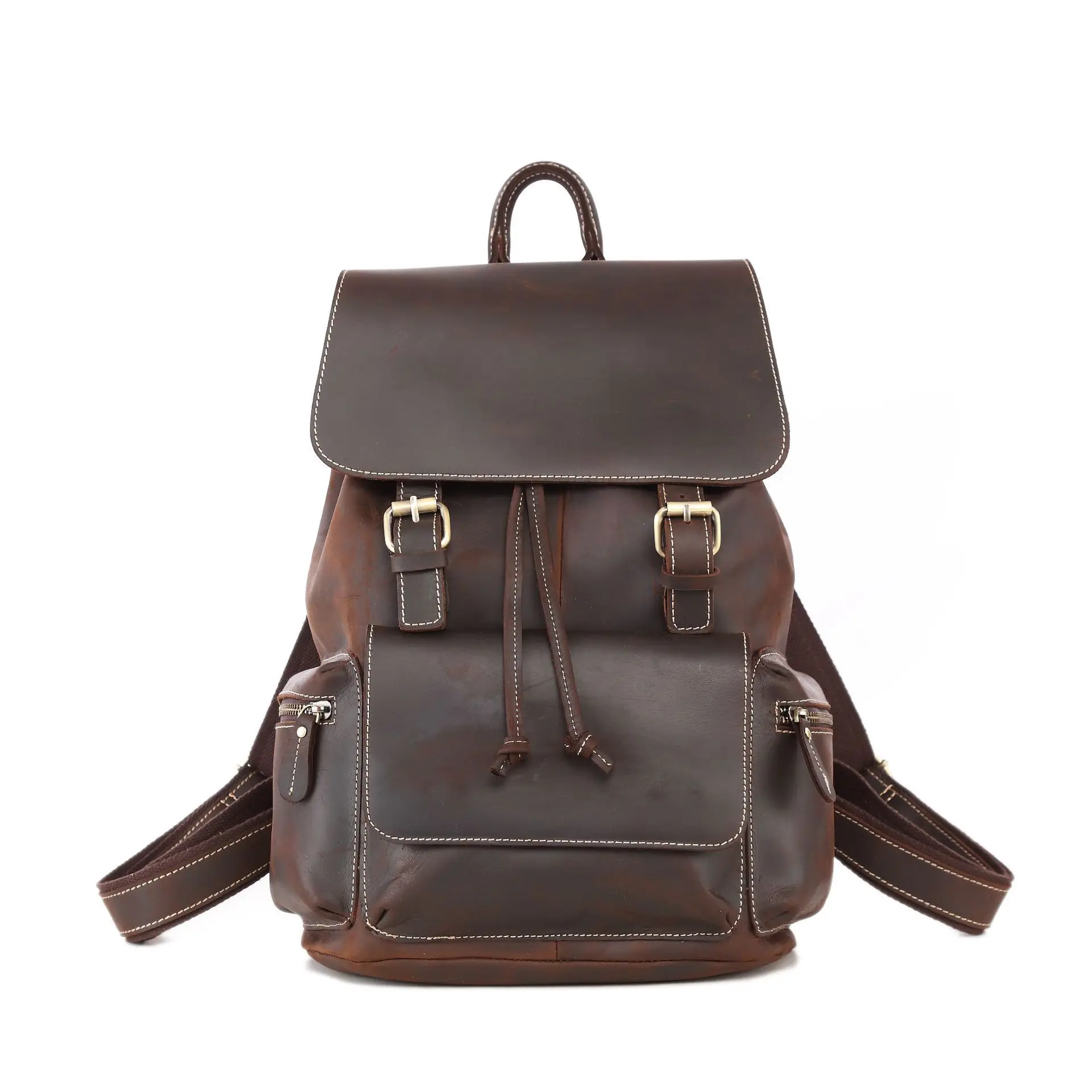 

100% Genuine Leather Classic Unisex Large Backpack School Bag High Quality