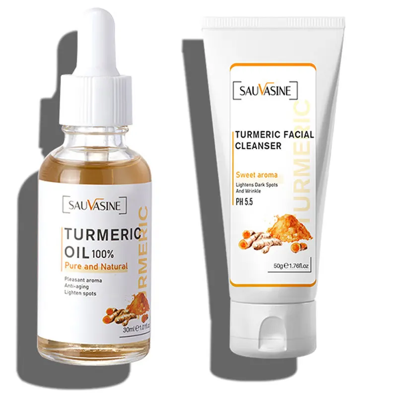 

Turmeric Lightening Acne Dark Patches, Acne Bright Skin Dark Spot Corrector Face Whitening Serum Andr PH 5.5 Facial Cleanser Set