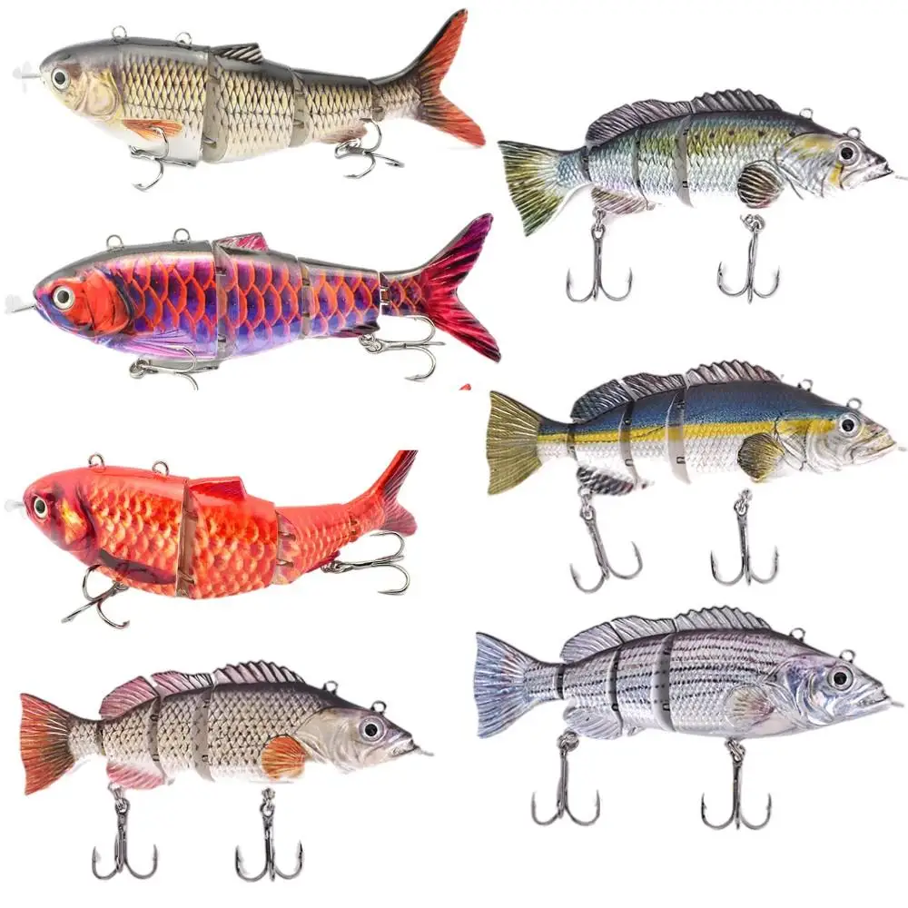 ABS Robotic Fishing Lure Electric Wobbler Multi Jointed Auto Swimbait USB LED Light Self-propelled Fishing Bait