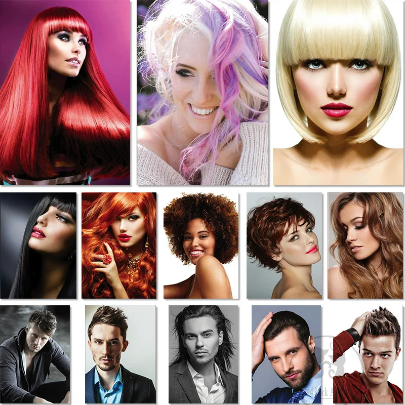 

Hairstyle Poster Various Men's Women's Trendy Hair HD Picture Art Print Canvas Painting Hair Salon Barbershop Wall Decor Cuadros