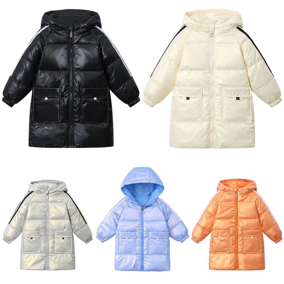 

2022 Children's Down Coat Solid Autumn Winter Baby Boys Girls Parkas Coats Thicken Warm Long Down Jackets Toddler Kids Outerwear