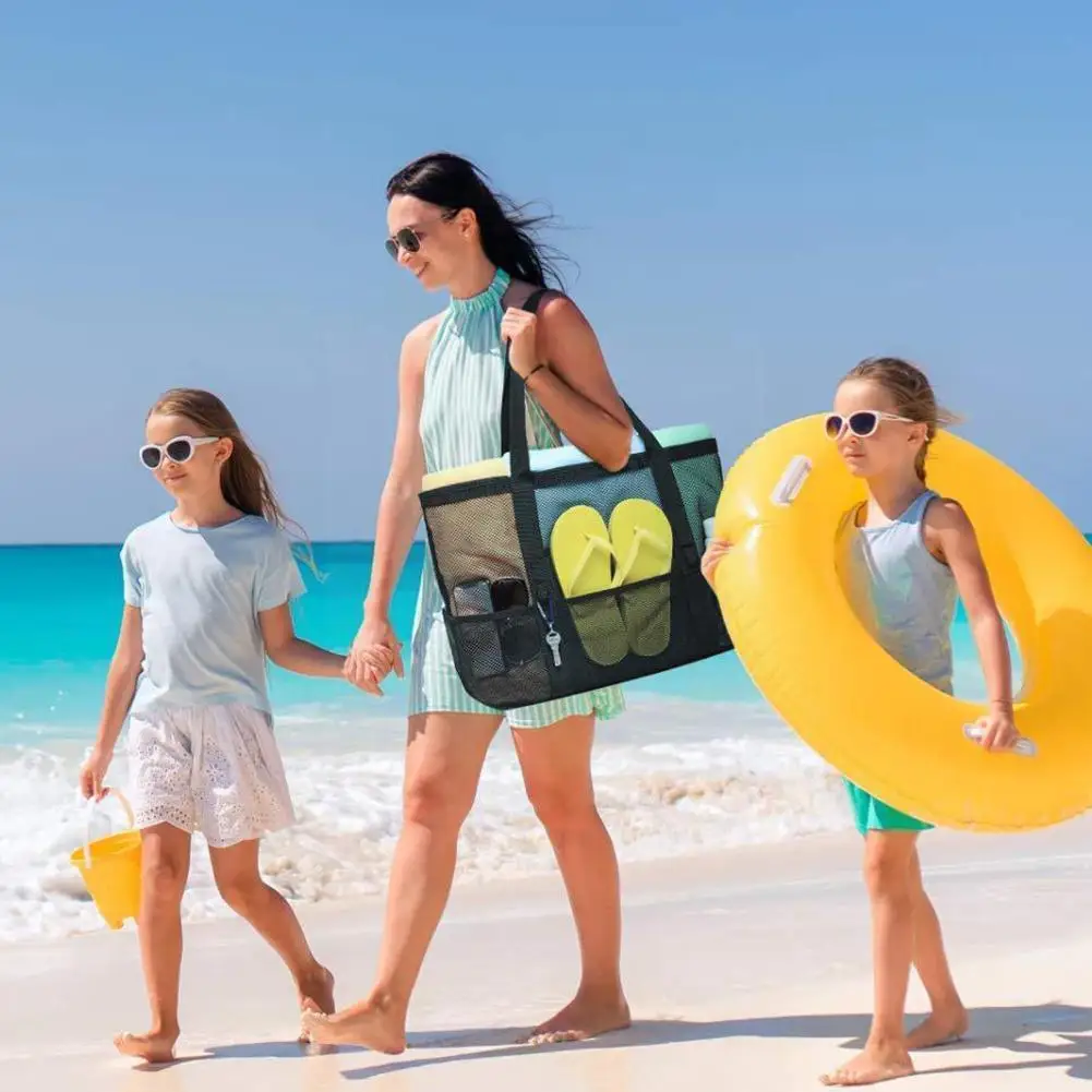 

Large Beach Bag Summer Travel Mesh Storage Bag Storage Mesh Beach Bag Foldable Portable Swimming Bag K4t5