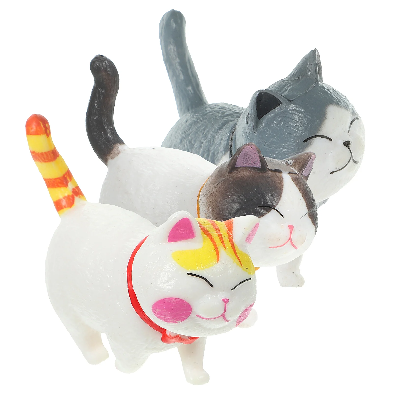 

3 Pcs Decor Ball Bell Cat Desktop Cake Supply Decorations Adornment PVC Cartoon Party