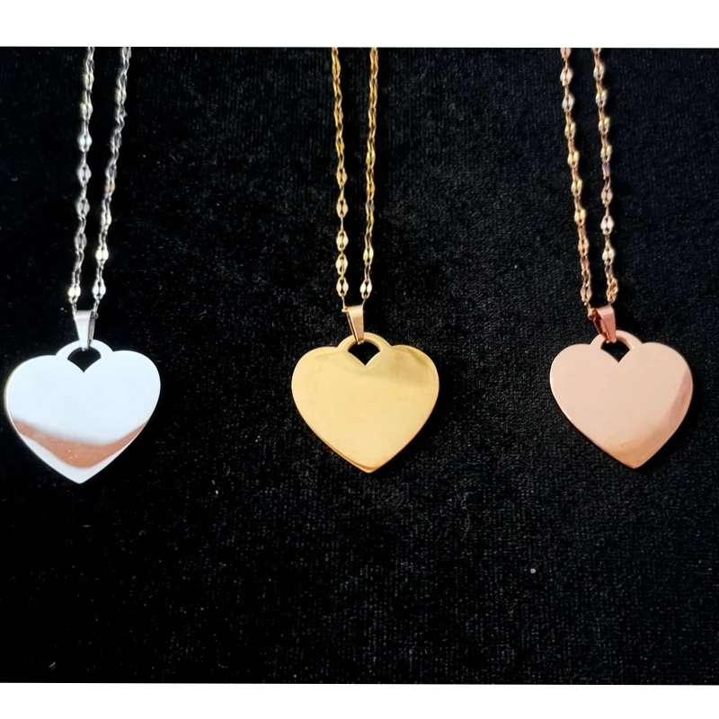 

10Pcs Mirror Polish Stainless Steel Necklaces Cute Heart Fashion Style For Women Girls Jewelry Collar Pendant Friends Gifts NEW