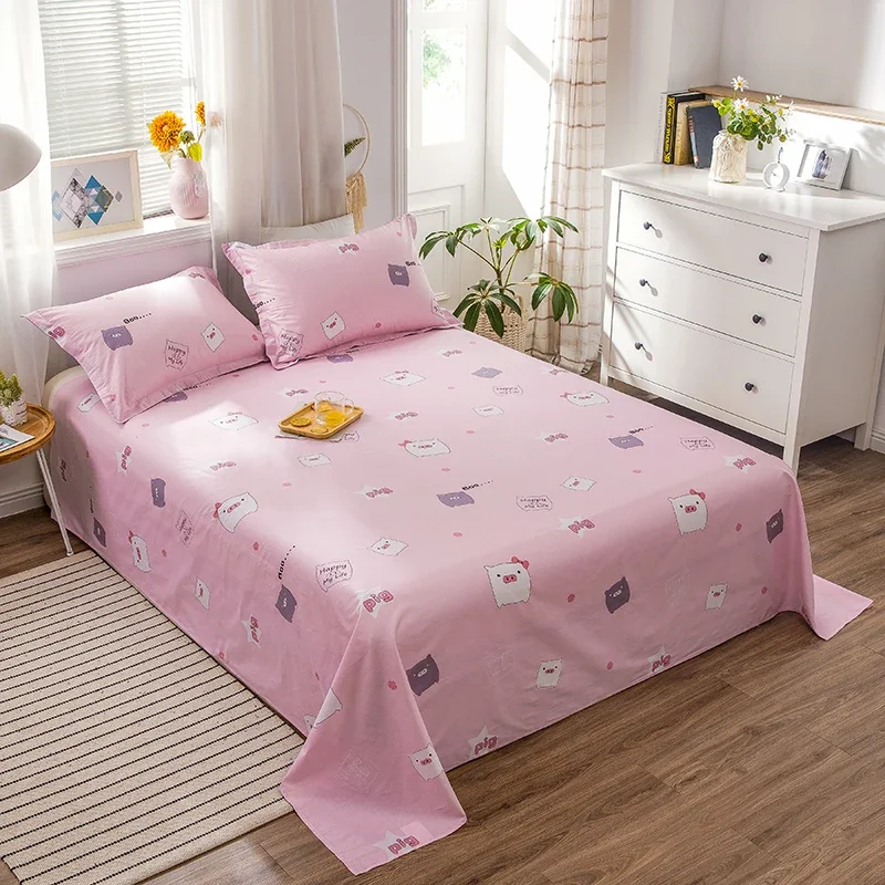 Простыня Kawaii Cartoon Pig Flat Sheet Twin Queen для мальчиков и девочек-подростков декор комнаты