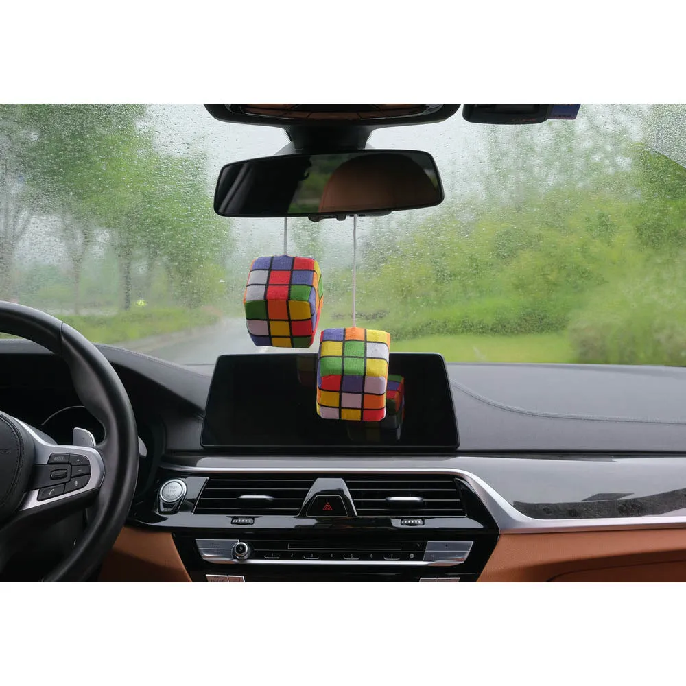 Креативный автомобильный кулон цветной плюшевый волшебный куб автомобильное