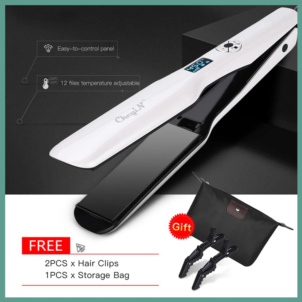 

3D Rotating Hair Straightener Professional PTC Hair Styling Iron Fast Heating Flat Iron with Wide Heating Plate and LCD Screen