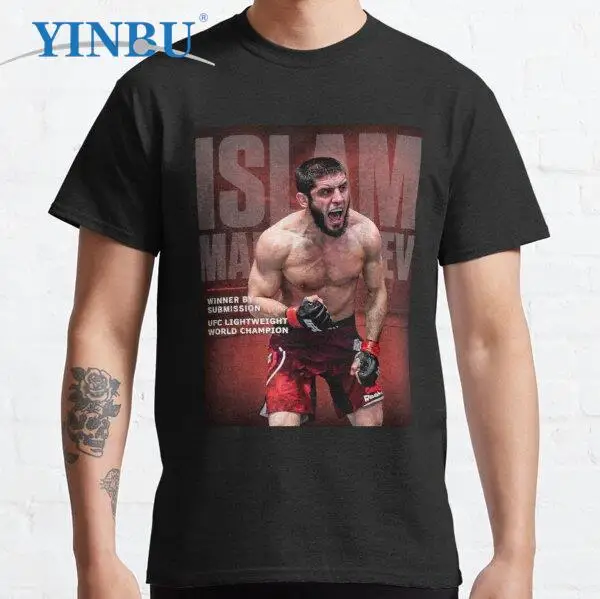 

Легкие футболки для чемпиона ислама махачева, высококачественные мужские короткие футболки ислама махачева, брендовая графическая футбол...