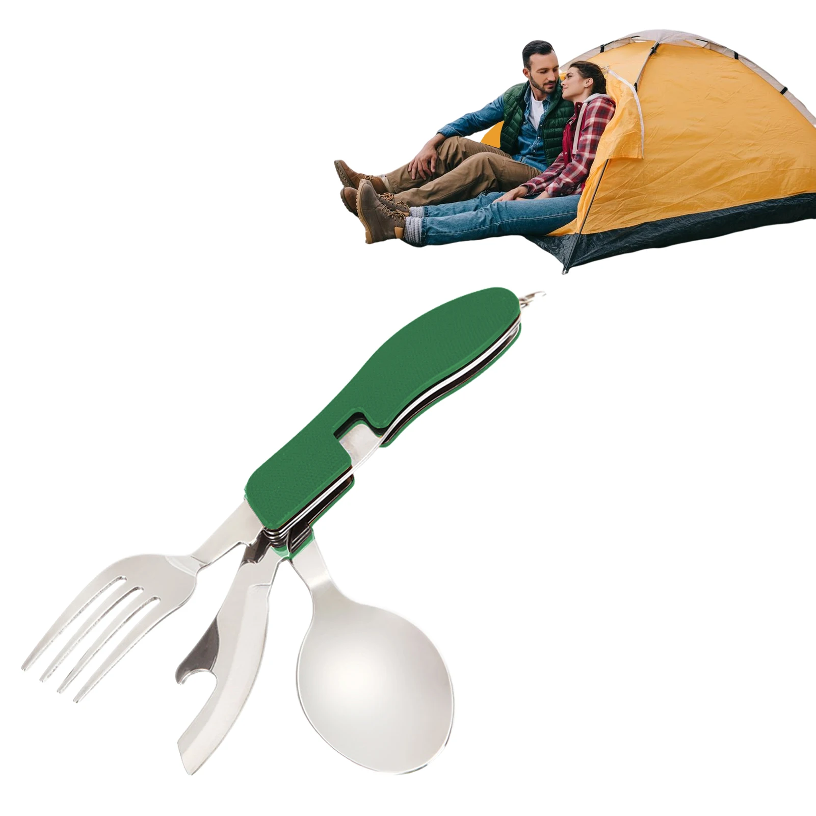 

Набор столовых приборов для кемпинга 4 в 1, столовые приборы для кемпинга, столовые приборы из нержавеющей стали, ложка, вилка, нож, набор для ...