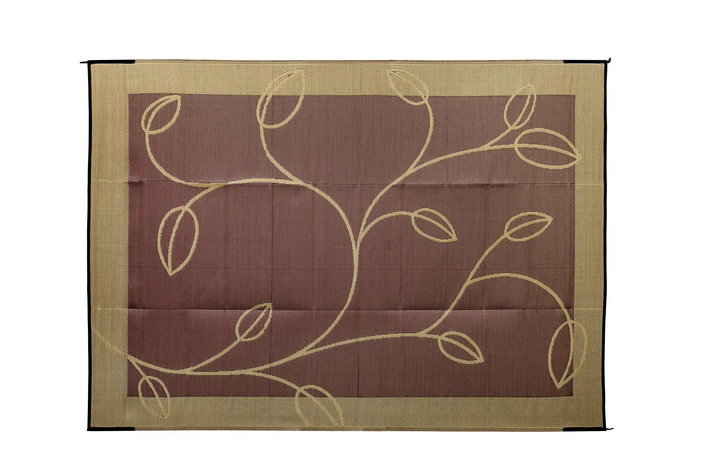 

42855 9' x 12' Reversible RV Outdoor Mat, Brown / Tan Leaf