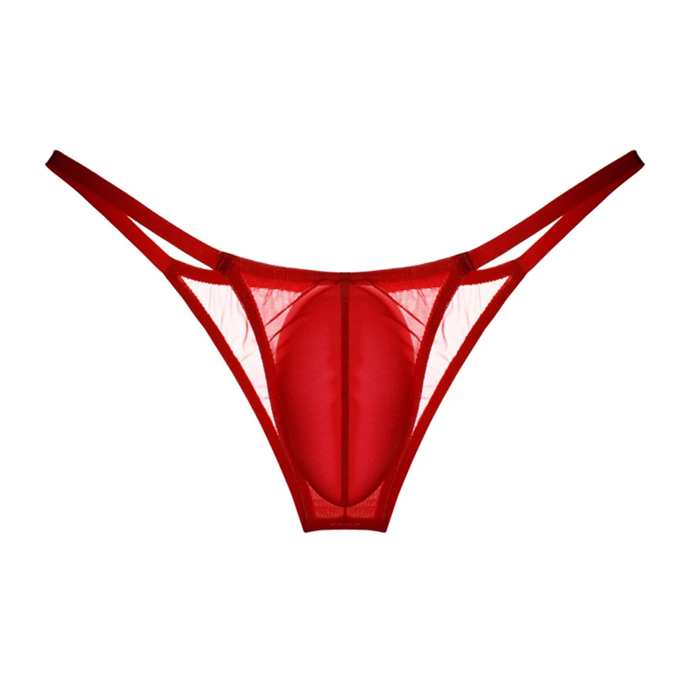 Мужские стринги трусы-мешочки сетчатое прозрачное нижнее белье с низкой