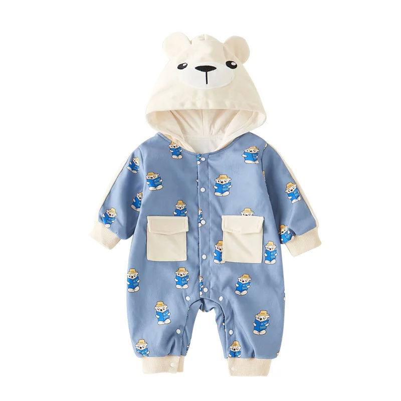 

Baby autumn clothes, newborn girl baby one-piece, male cute bear, full moon, haiyi, hundred days spring and autumn crawling suit