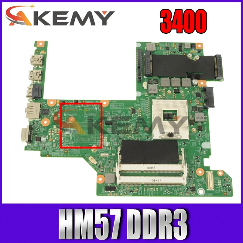 

Akemy CN-0KDVWC 0KDVWC KDVWC 48.4ES11.011 laptop motherboard For dell Vostro 3400 HM57 DDR3 Main board free cpu Full tested
