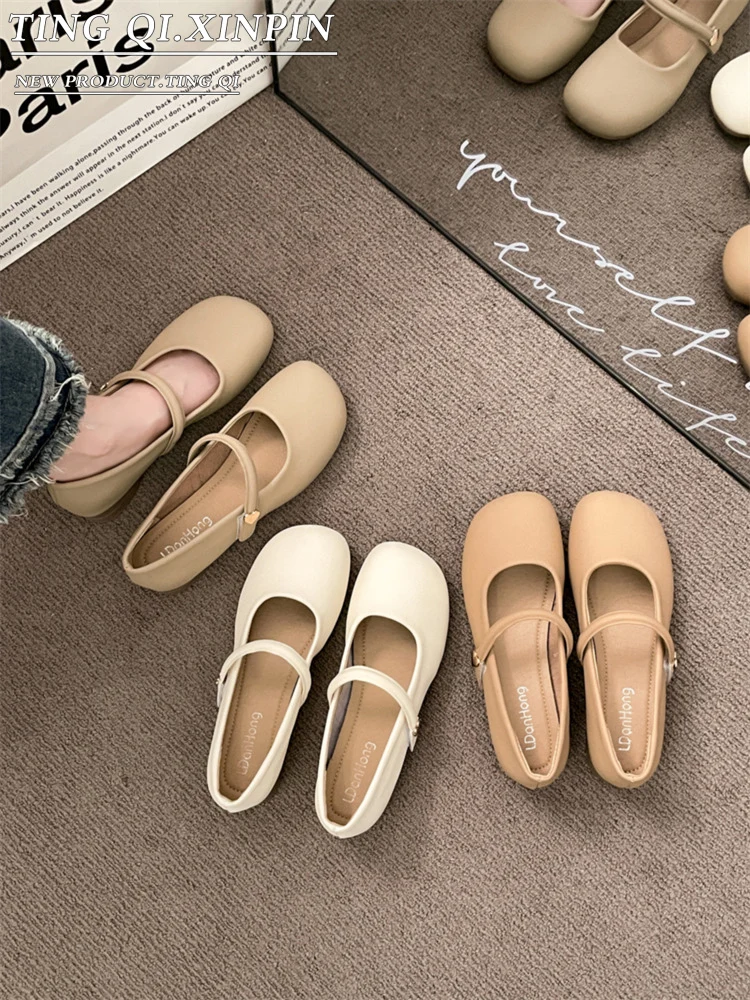 Туфли женские с круглым носком удобная летняя обувь скандалы Мэри Джейн открытым