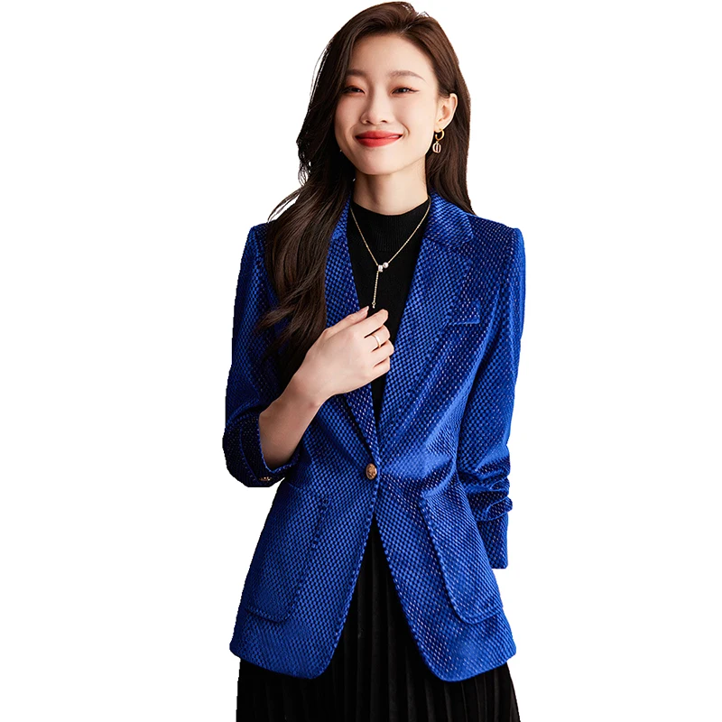 

Fashion Women Velvet Sequin Blazer Long Sleeve Korea Style Female Blazer Office Ladies 2023 New Arrival Outwear Blazer Feminino