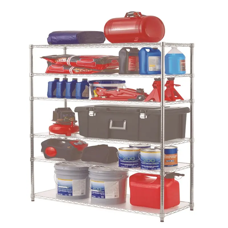 

Tier Steel Wire Shelf Unit with Liners, Chrome, Capacity 3600 lbs