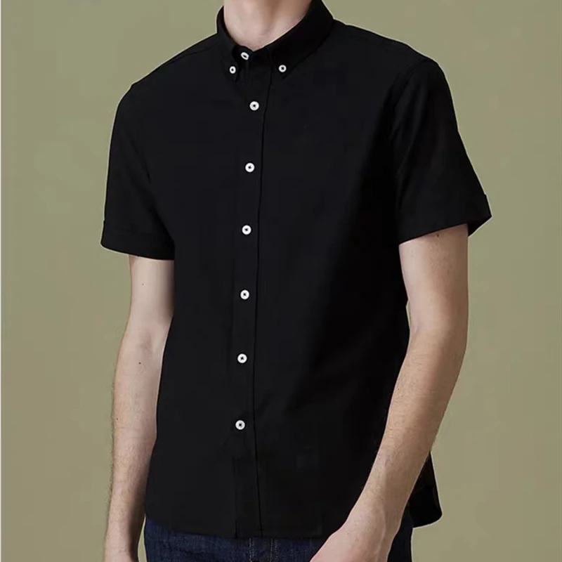 

HC614 HHigh Quality Homme Small Horse Classic Shirts Camisa Masculina Men Short Sleeve Dress Shirts 100%Cotton Hombre Chemises