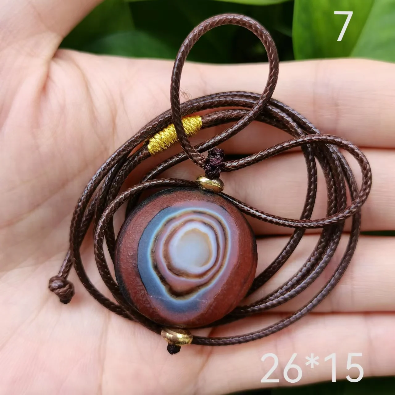 1pcs/lot natural preferred round stone one eye dzi bead sheep plate necklace old agate weathered jewelry amulet custom precious