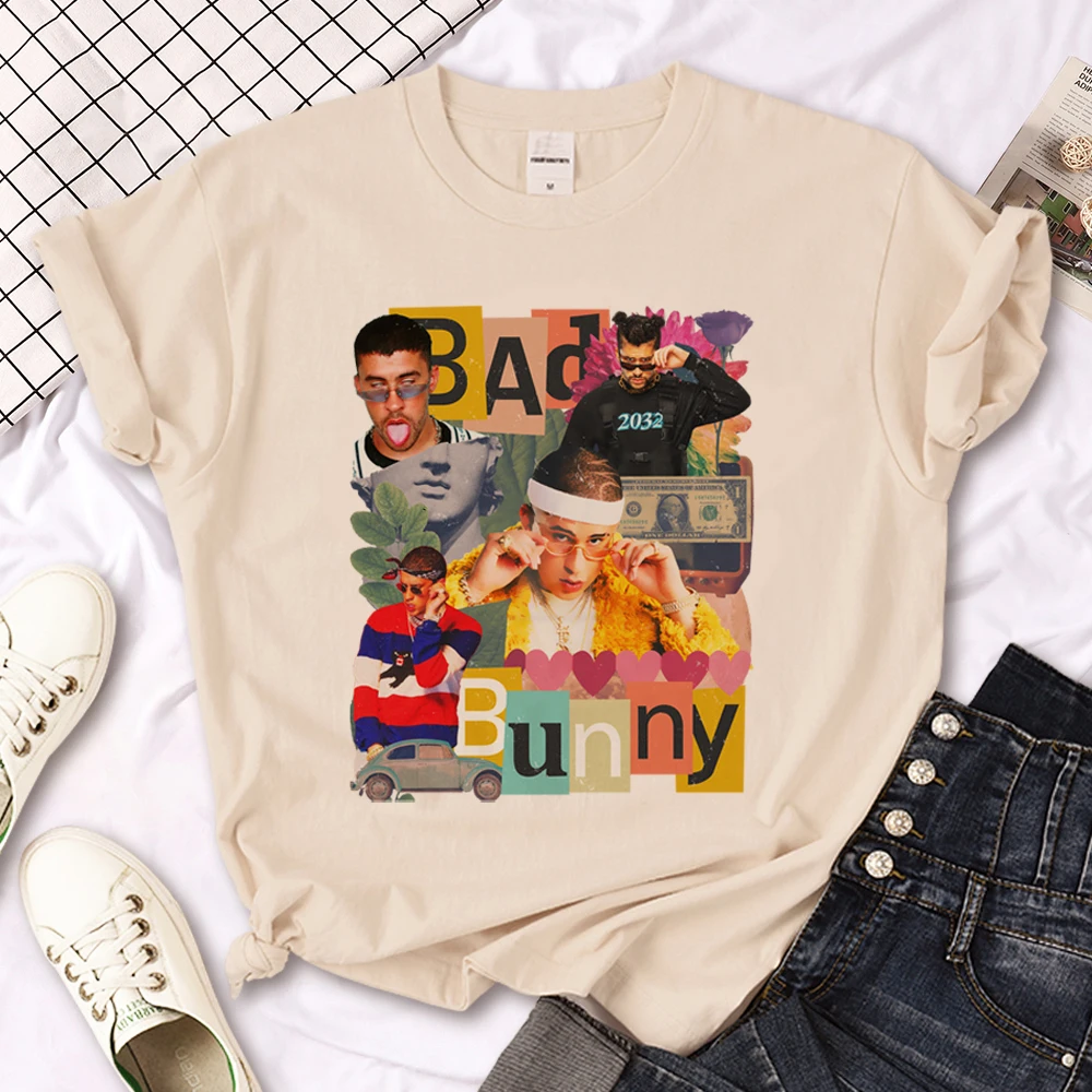 Женские футболки Bad Bunny женская уличная футболка графика 2000s одежда с