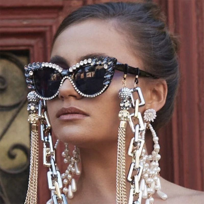 

Солнцезащитные очки женские в ретро стиле, кошачий глаз, с бриллиантами, с черными затемненными линзами Uv400, для пляжа