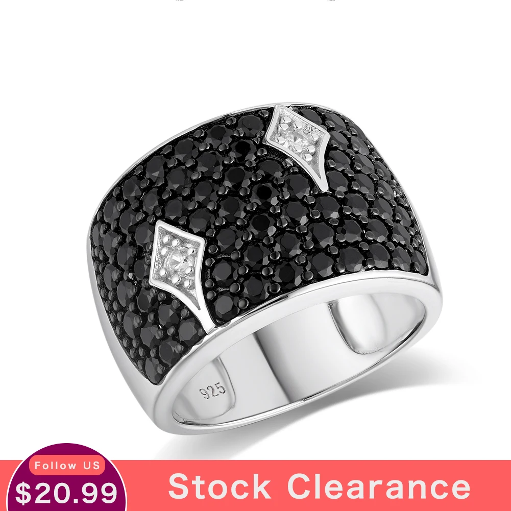 

Женское кольцо со звездами GZ ZONGFA, кольцо из стерлингового серебра 925 пробы с натуральным черным шпинелем 3 карата, модные ювелирные украшени...