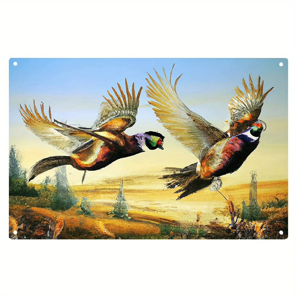 

New Tin Sign Autumn Evening Scenery Pheasants Farm Metal Tin Sign, Tin Poster, Wall Ornament Coffee Decor Art, Size 8x12 Inch