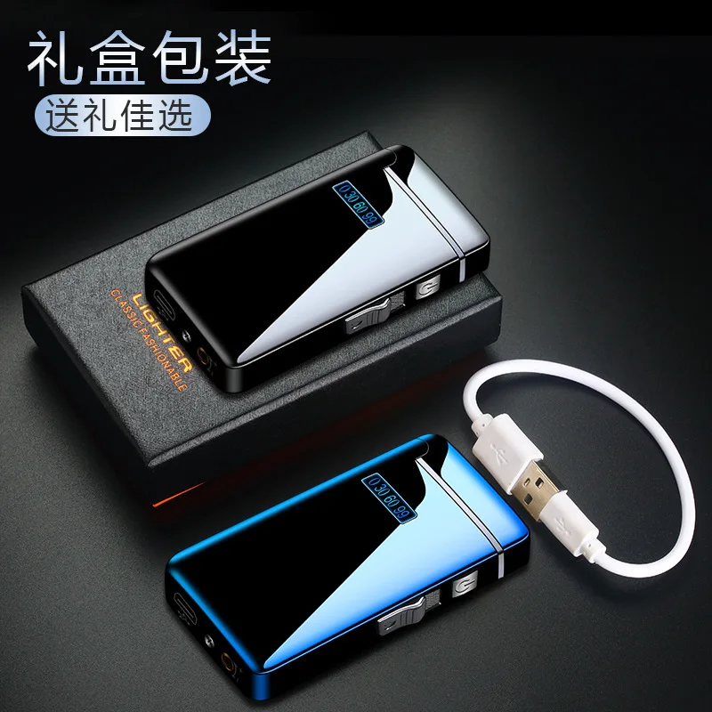 Ветрозащитная металлическая USB-зажигалка струйная зажигалка с светодиодный Ной