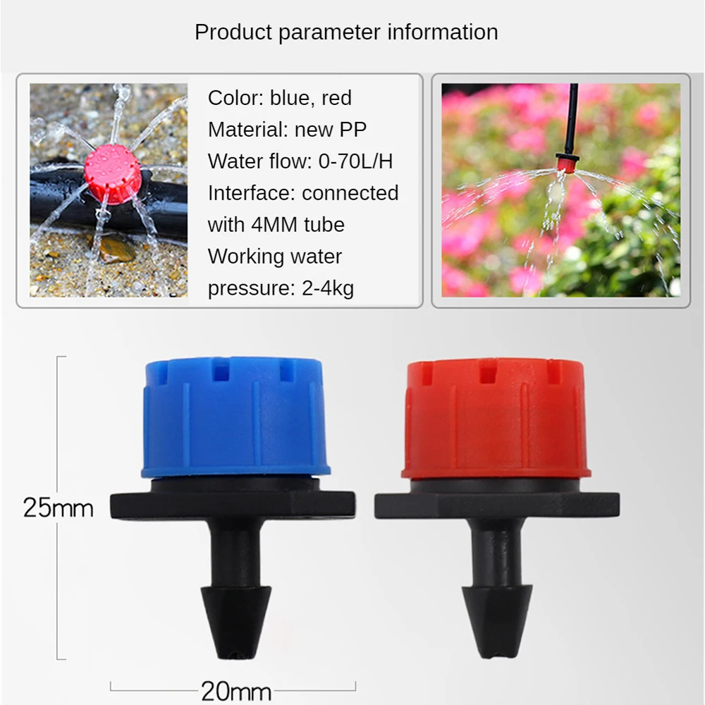 50PCS Drip Irrigation System Automatic Watering Dripper Adjustable Water Flow 8 hole Sprinkler Emitter Balcony Yard Water Nozzle