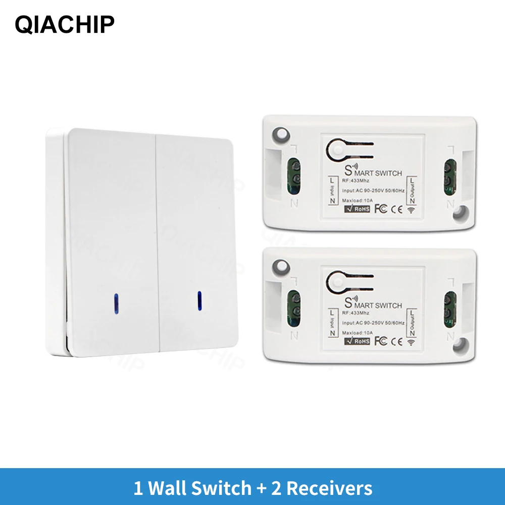 

QIACHIP 433MHz AC 110V 220V 1 CH RF Relay Receiver Module Universal Wireless Remote Control Switch For LED Light Lamps Fans DIY