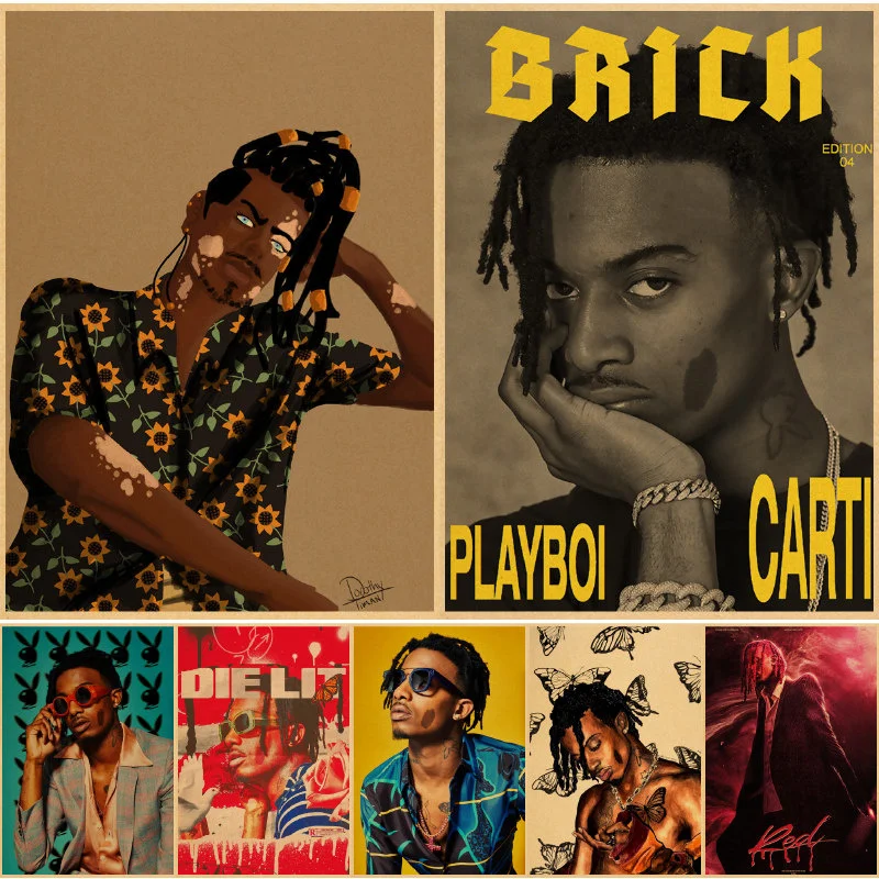 Playboi Carti настенные постеры schilderij винтажный настенный плакат постеры обруч аниме Декор schilderij постер винтажные картины