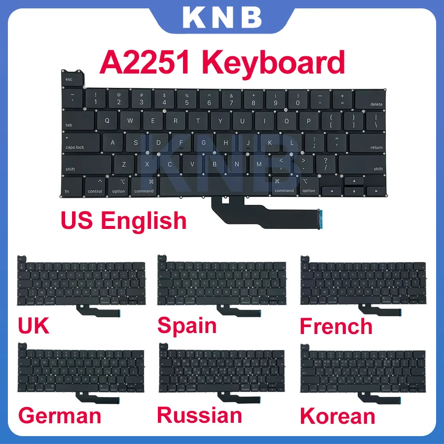 

Новая клавиатура для ноутбука A2251, замена клавиатуры для Macbook Pro Retina 13 дюймов A2251 2020 года