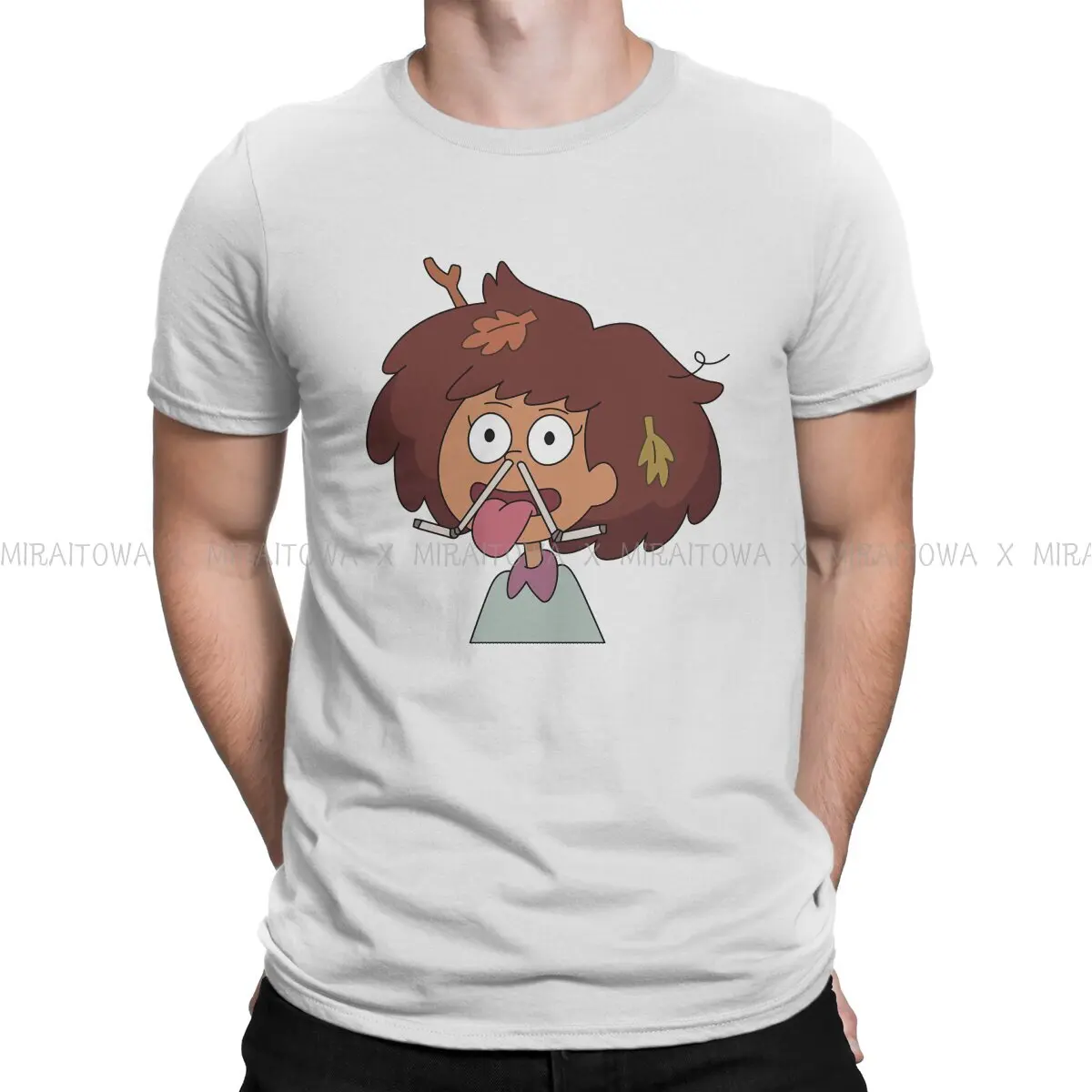 

Amphibia Frog Anime Anne Boonchuy Tshirt Homme Men's Tees Blusas Loose Cotton T Shirt For Men