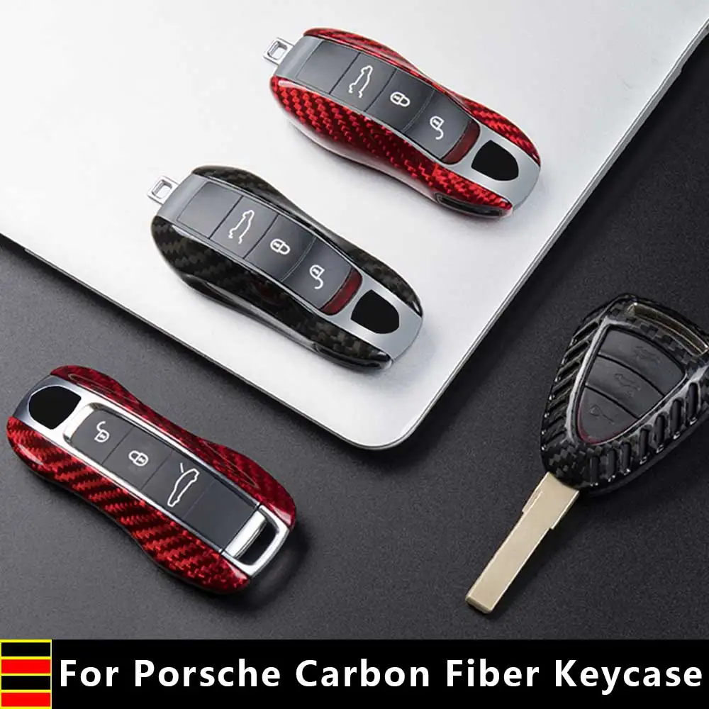 

Real Carbon Fiber Car Key Case Cover Shell For Porsche Panamera Cayenne Macan 911 Boxster Cayman 986 987 718 Car Accessories