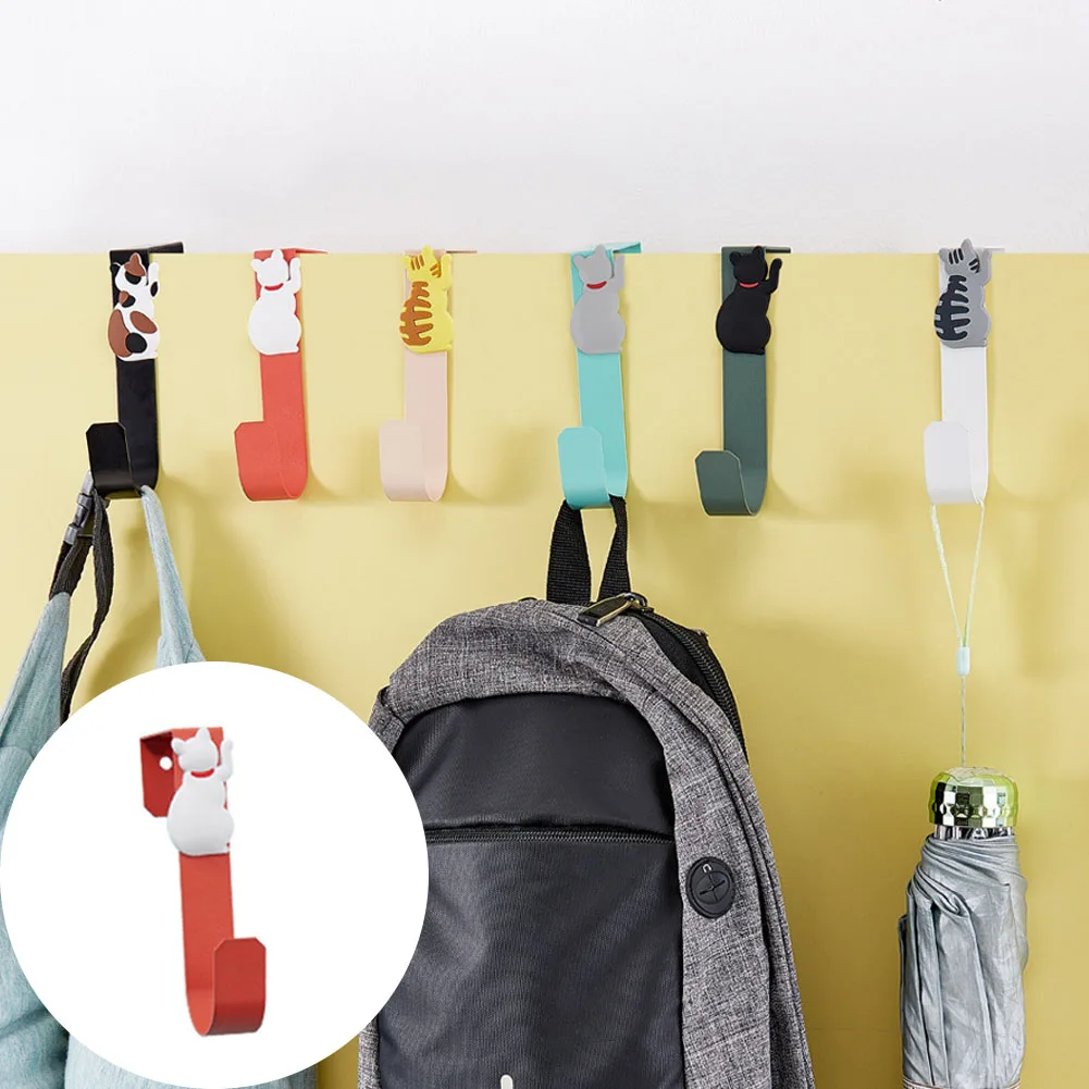 

Creative Cartoon Cute Cat Door Hook Punch Free Metal Clothes Hat Hanger Kitchen Bathroom Storage Rack Towel Storage Hook Holder