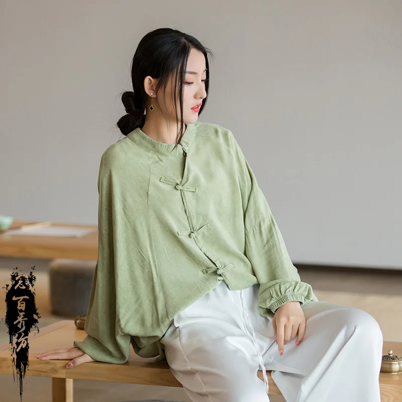Cotton Linen Women Yoga Tai Chi Meditation Shirts Chinese Style Open Front Jacket Cardigan Casual Travel Workout Kungfu Shirt