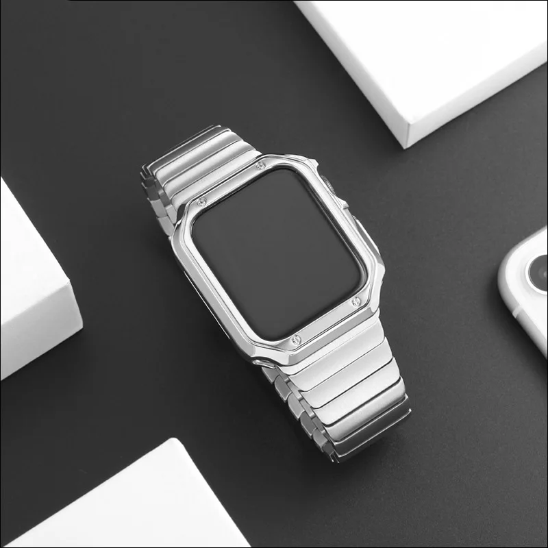 Case+Strap For Apple WatchBand 44mm 40mm 45mm 41mm 38mm 42mm Smart Watch Stainless Steel Bracelet iWatch Series 3 4 5 SE 6 7