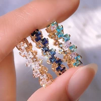 uilz gorgeous blue aaa cubic zirconia promise rings for women square cut available noble wedding jewelry ring for girl gift