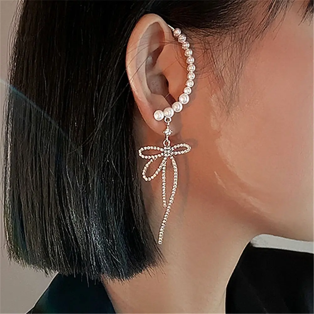 

2022New Ear Clips Women Without Ear Holes High-end Earrings Long Hollow Earrings Design Sweet and Cool Fashion Jewelry