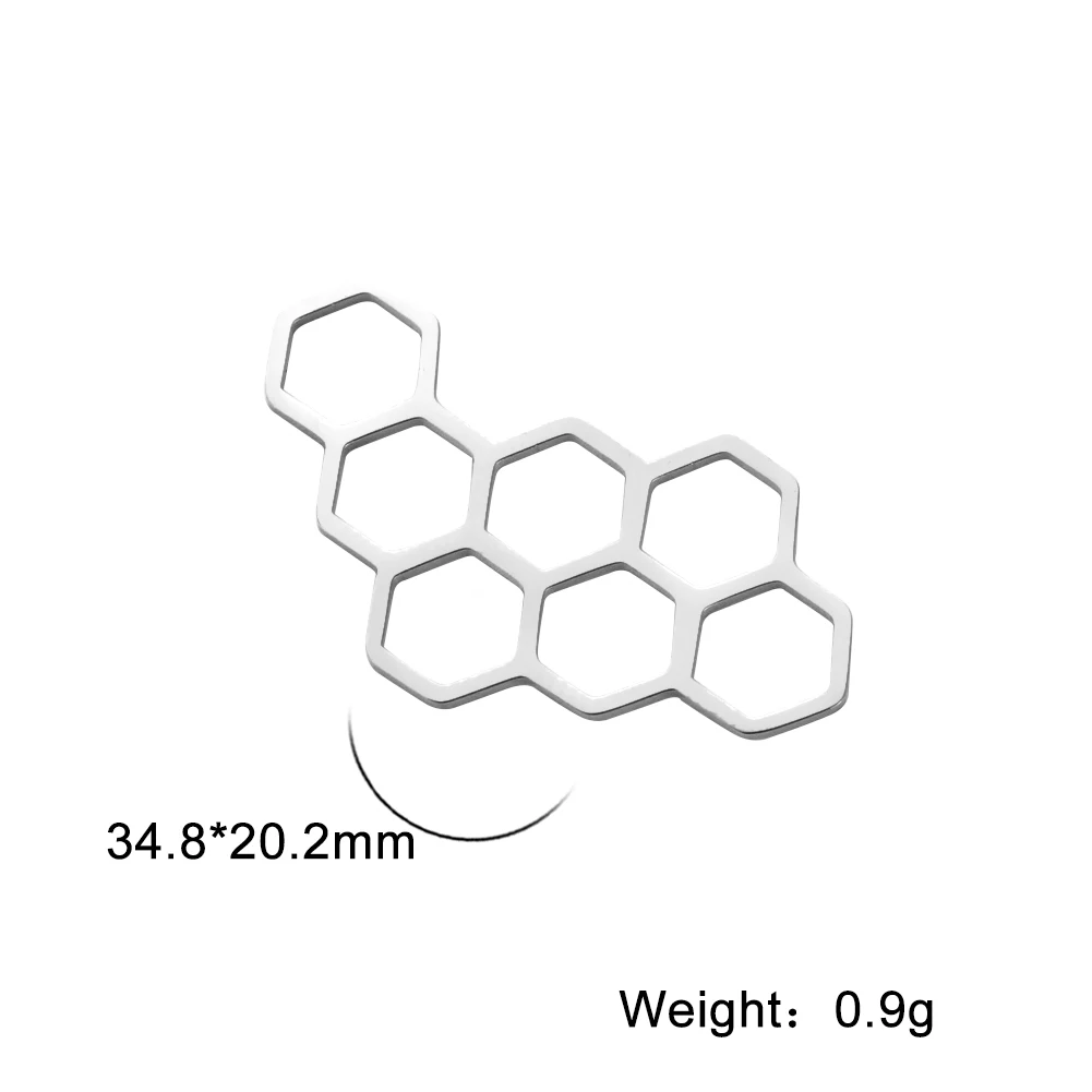 5pcs/Lot Wholesale Honeycomb Pendants Accessories 34.8x20.2mm Stainless Steel Charms For Jewelry Making Diy Necklace Gifts