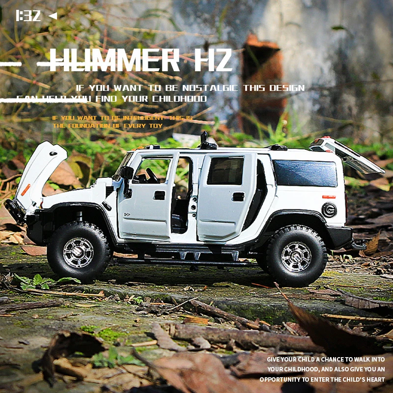 1:32 HUMMER H2 Alloy Car Model Diecast Metal Toy Off-road Vehicles Model Simulation Sound and Light Collection Children Toy Gift