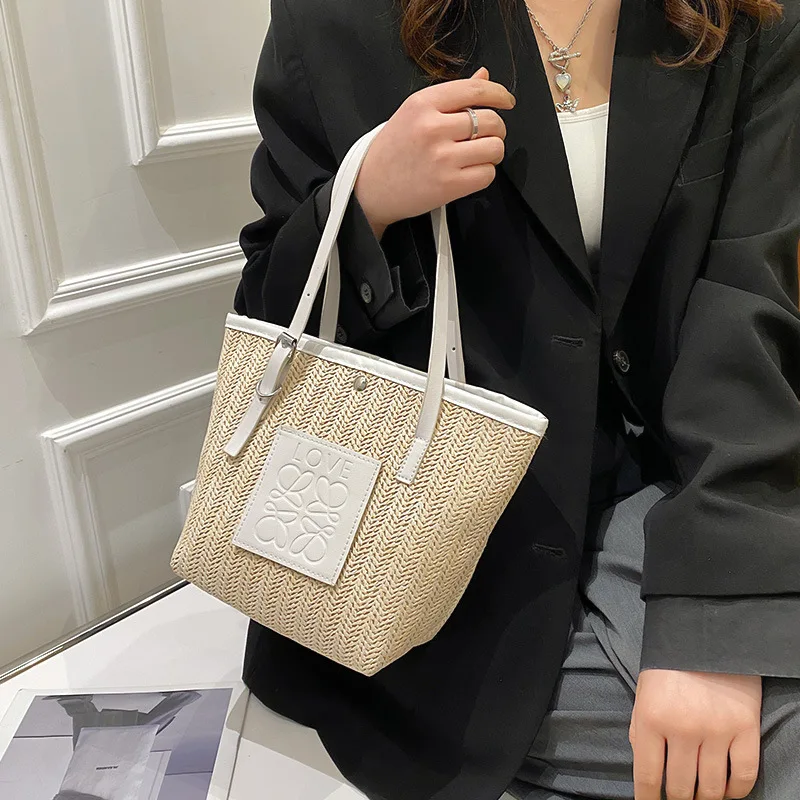 

Soft Straw ring Shoulder Bags For Women Fashion package Lady Handbags Female Trendy High capacity Travel Luxury brand HandBags
