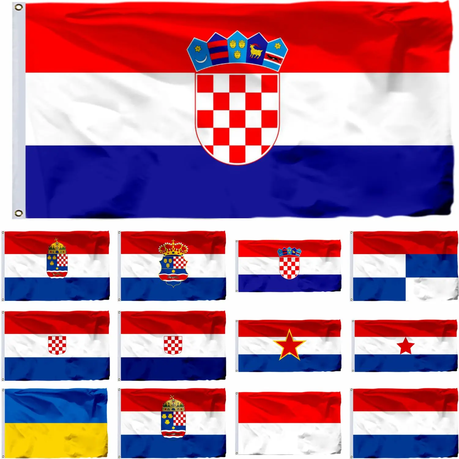 

Croatia Slavonia With CoA Historical Flag 3X5FT 90X150CM Kingdom Dalmatia 1820 Banner 21X14CM