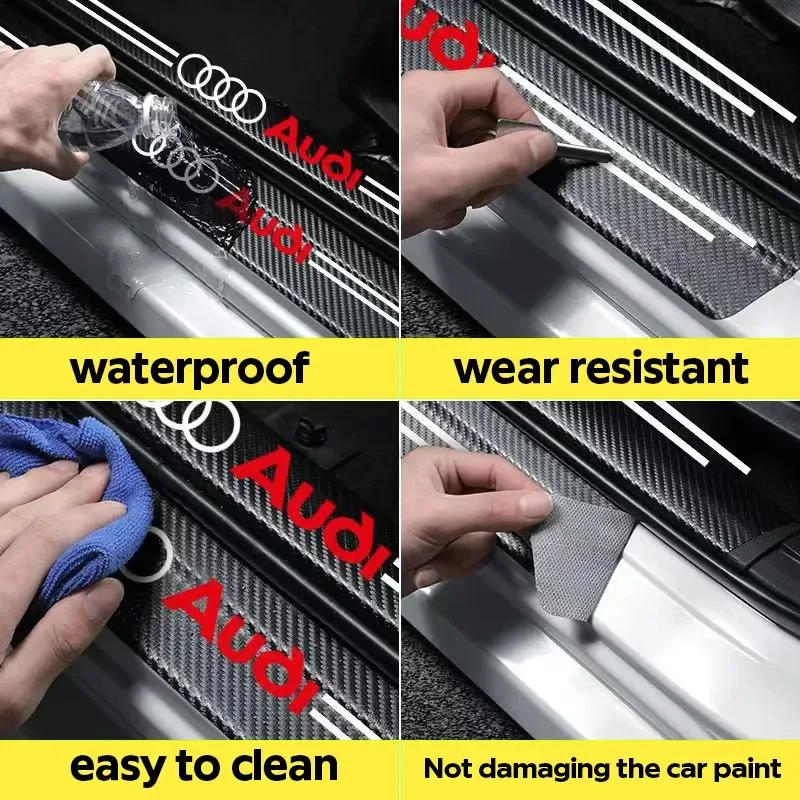Фото Наклейки-протекторы на пороги для Audi A1 A2 A3 A4 A5 A6 A7 A8 Q1 Q2 Q3 Q4 Q5 Q6 Q7 Q8 TT RS3 S5 B8 Quattro C6 B9 B6 (2026) №2