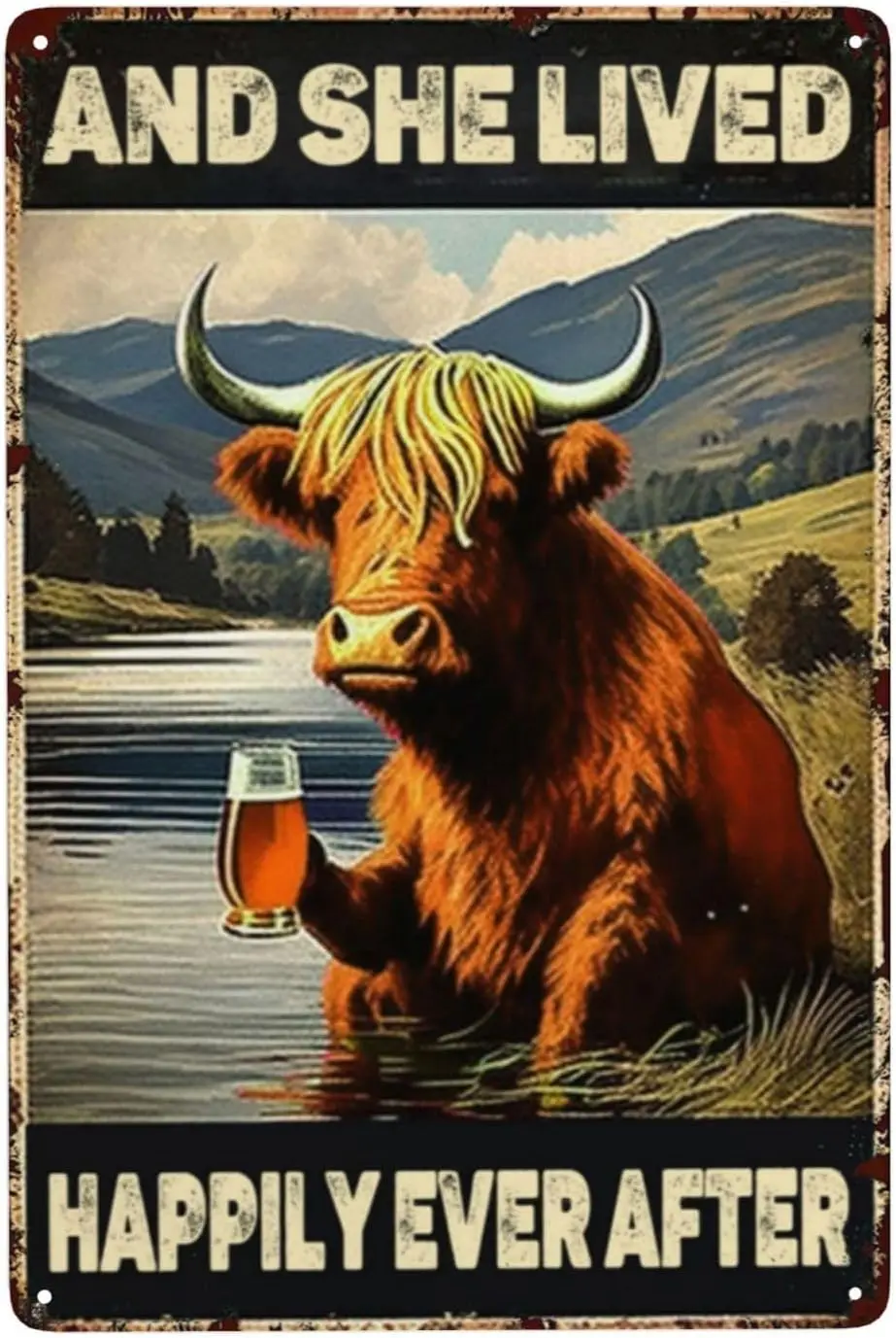 Металлическая вывеска &quotСчастливая корова&quot