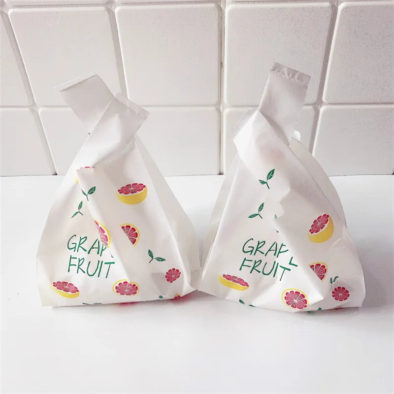 

Упаковочный пакет с узором в виде перьев, фруктов, листьев, пластиковый жилет для хлеба, торта, кондитерских изделий, с ручкой для выпечки, ми...