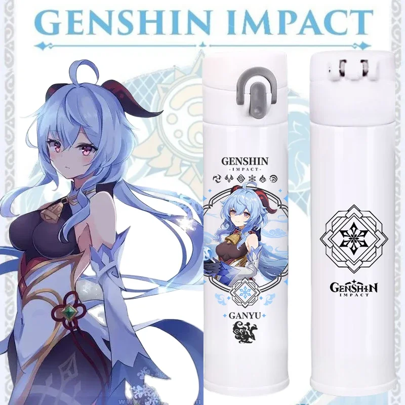 

400ml Genshin Impact Thermos Water Bottles Hutao Klee Beelzebul Yae Miko Kawaii Insulated Bottles Vacuum Cup Flask Anime Gifts