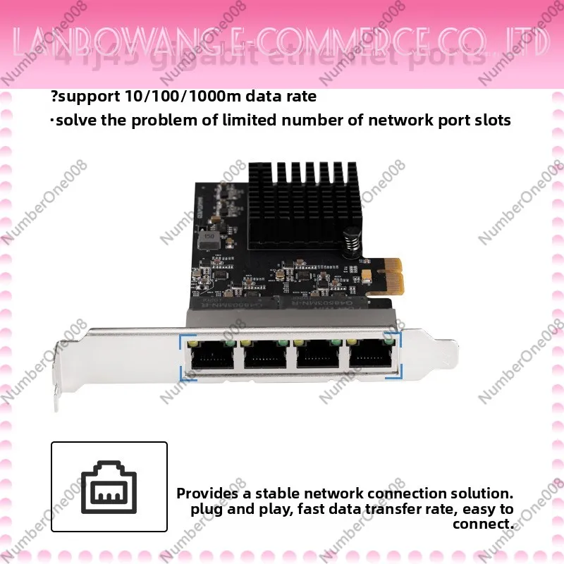 Фото Сетевая карта Lekuo PCIe x1 RTL8111H, 4 порта Gigabit Ethernet 1000 Мбит/с, 4 порта RJ45, для серверов №3
